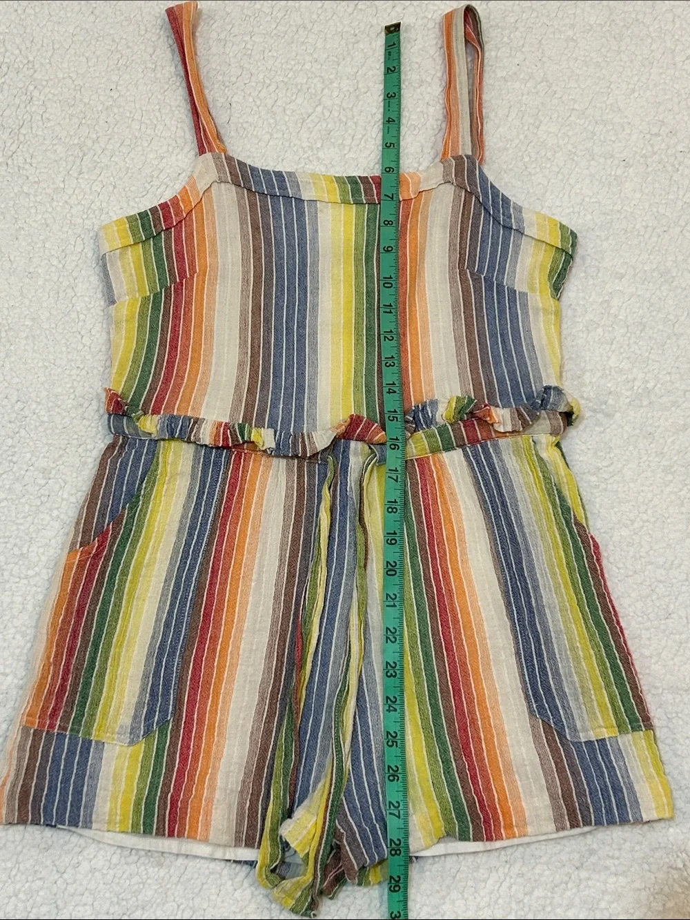Saylor Roxie Romper in Multi Medium 100% Cotton Rainbow Stripes Beach Vacation